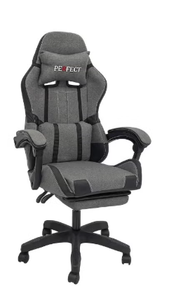 Gaming Chair – Grey and Black with Footrest